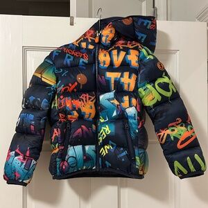 Boys Save The Duck Graffiti Hooded Puffer Jacket 6